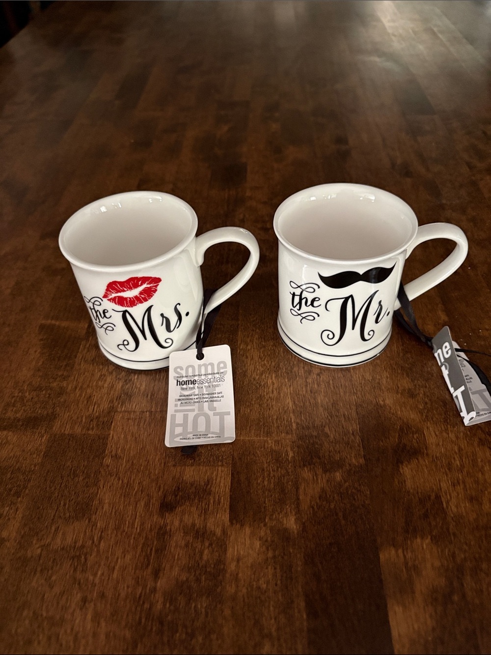 Home Essentials 'The Mr. & The Mrs.' White Ceramic Mug Set - Red & Black Accents